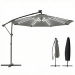 3 M Garden Cantilever Parasol With Solar Light, Rotation | Grey
