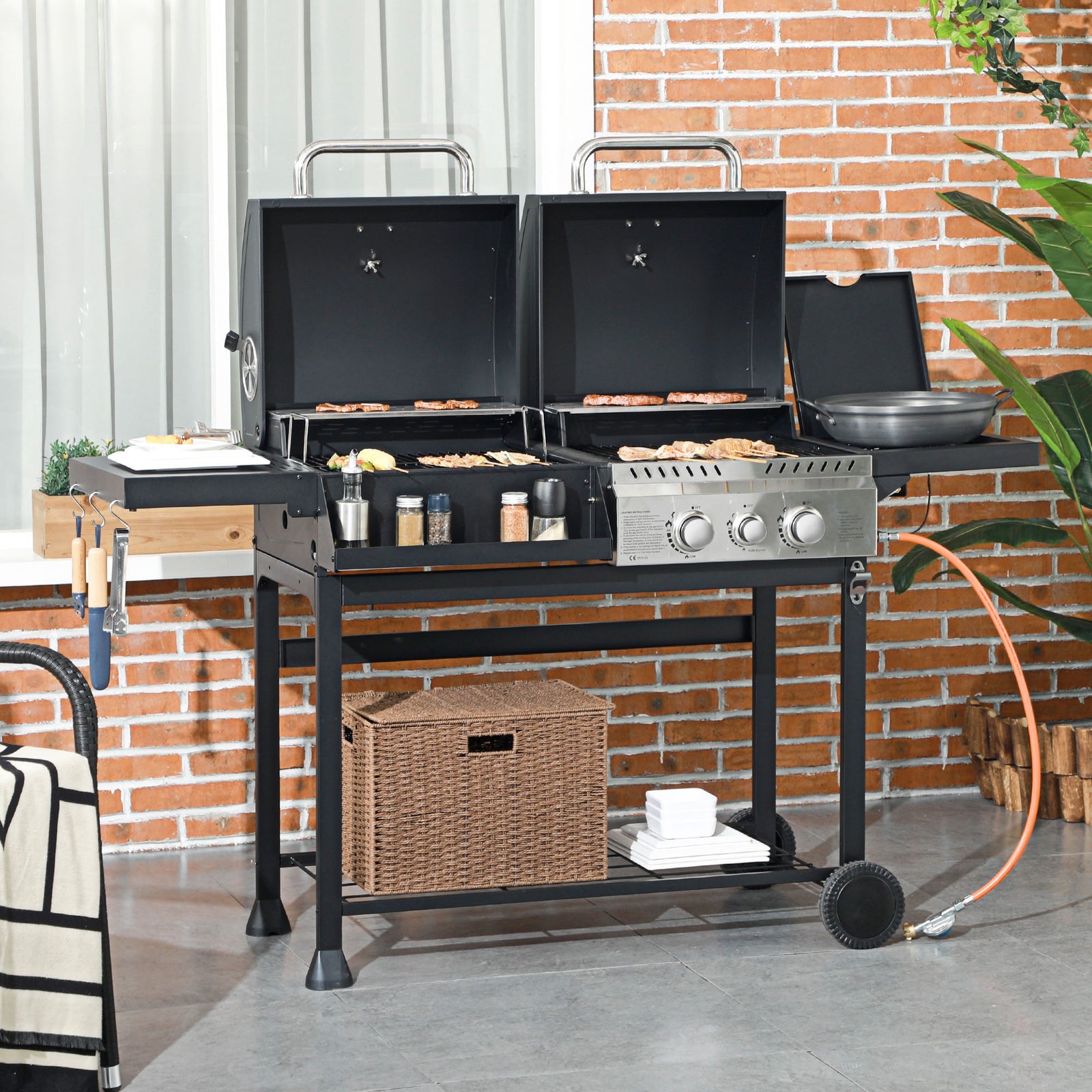 Dual Fuel Bbq, Charcoal & Gas Burners