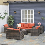 6 Pcs Patio Rattan Sofa Set W/ Conversation Storage