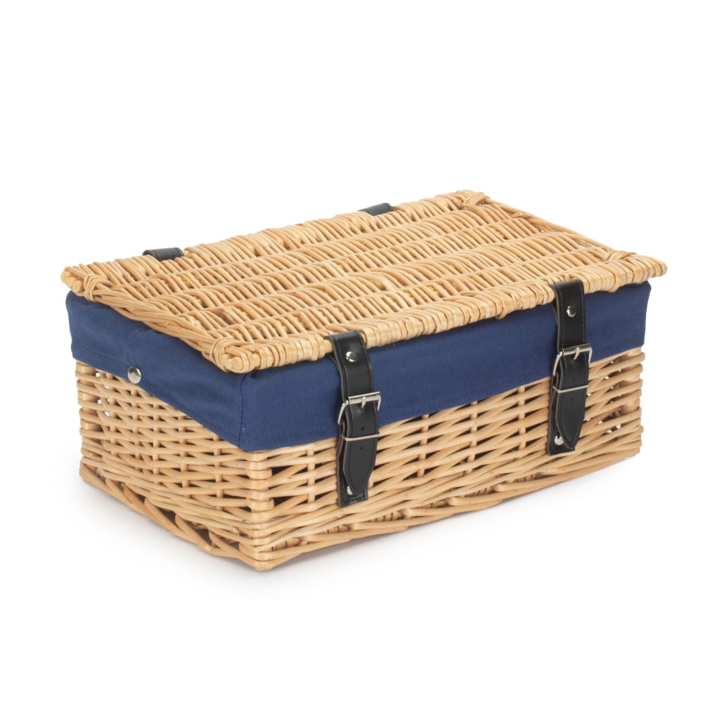 36cm Buff Wicker Empty Picnic Basket | One Size | Blue