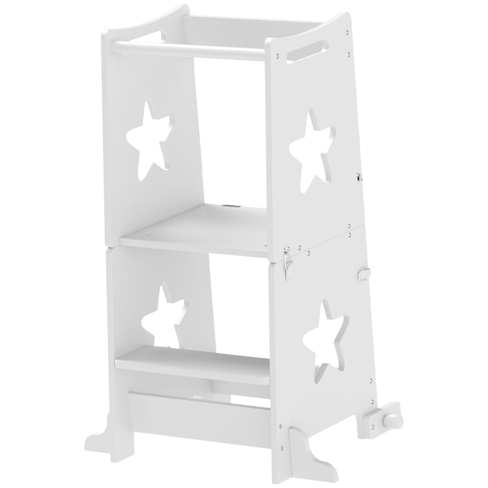 Aiyaplay 2 In 1 Toddler Step Stool With Safety Rail For Kitchen, White