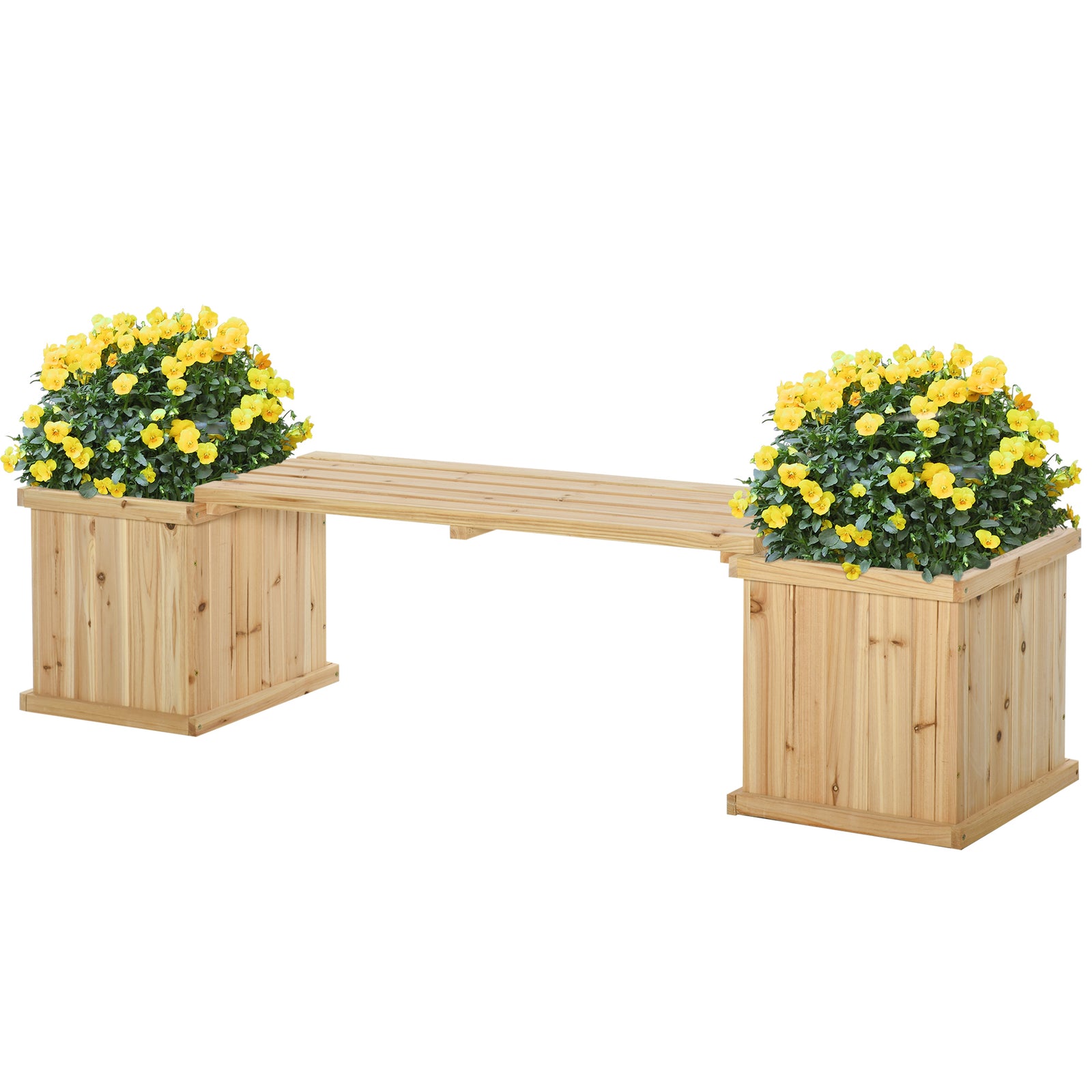 Wooden Garden Planter & Bench Combo Raised Bed