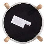 Beige Teddy Fur Upholstered Round Storage Ottoman Footrest