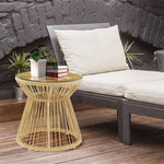 Pe Rattan End Table, Round Side Table, Tempered Glass Top