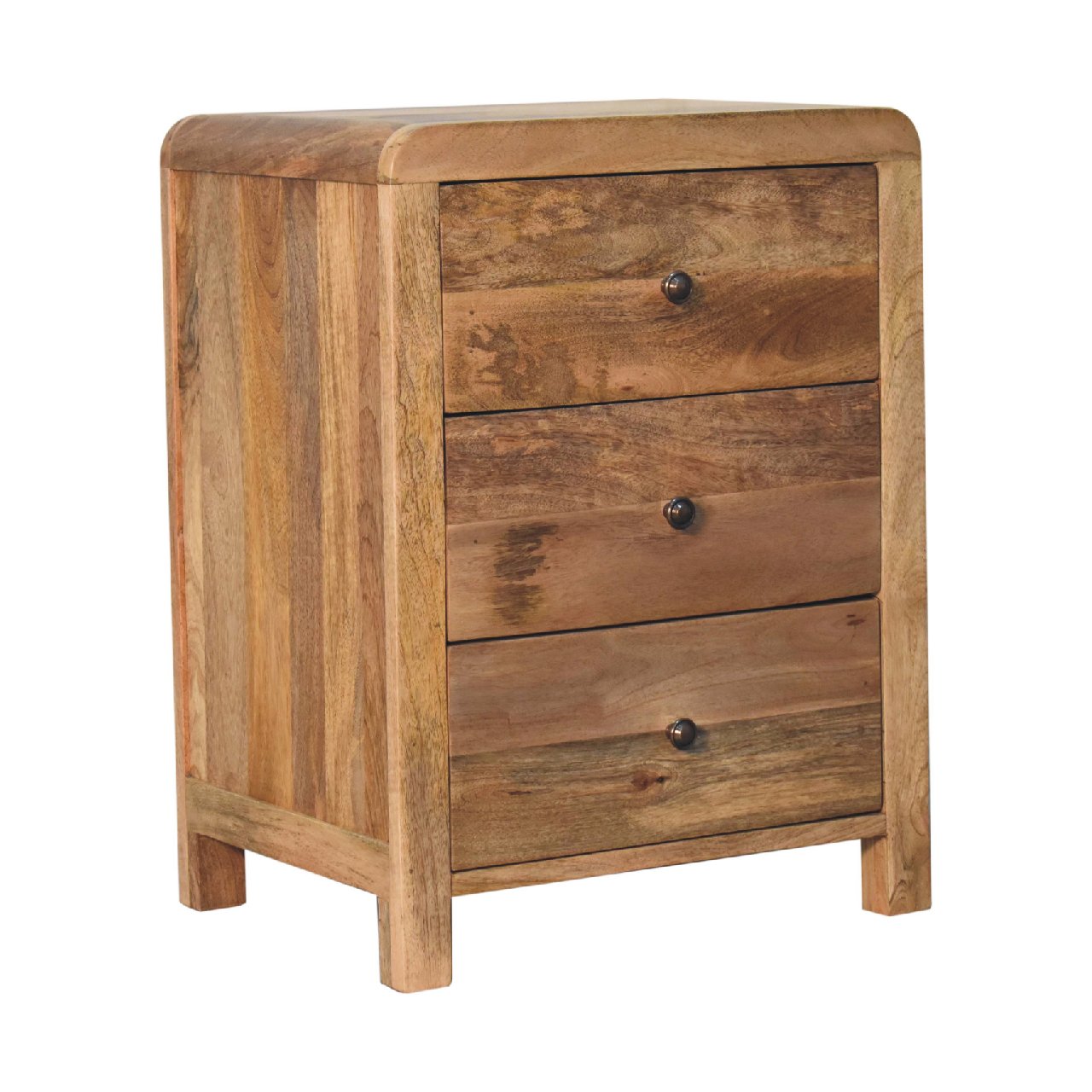 Solid Wood Aspen Oak-ish 3 Drawer Bedside