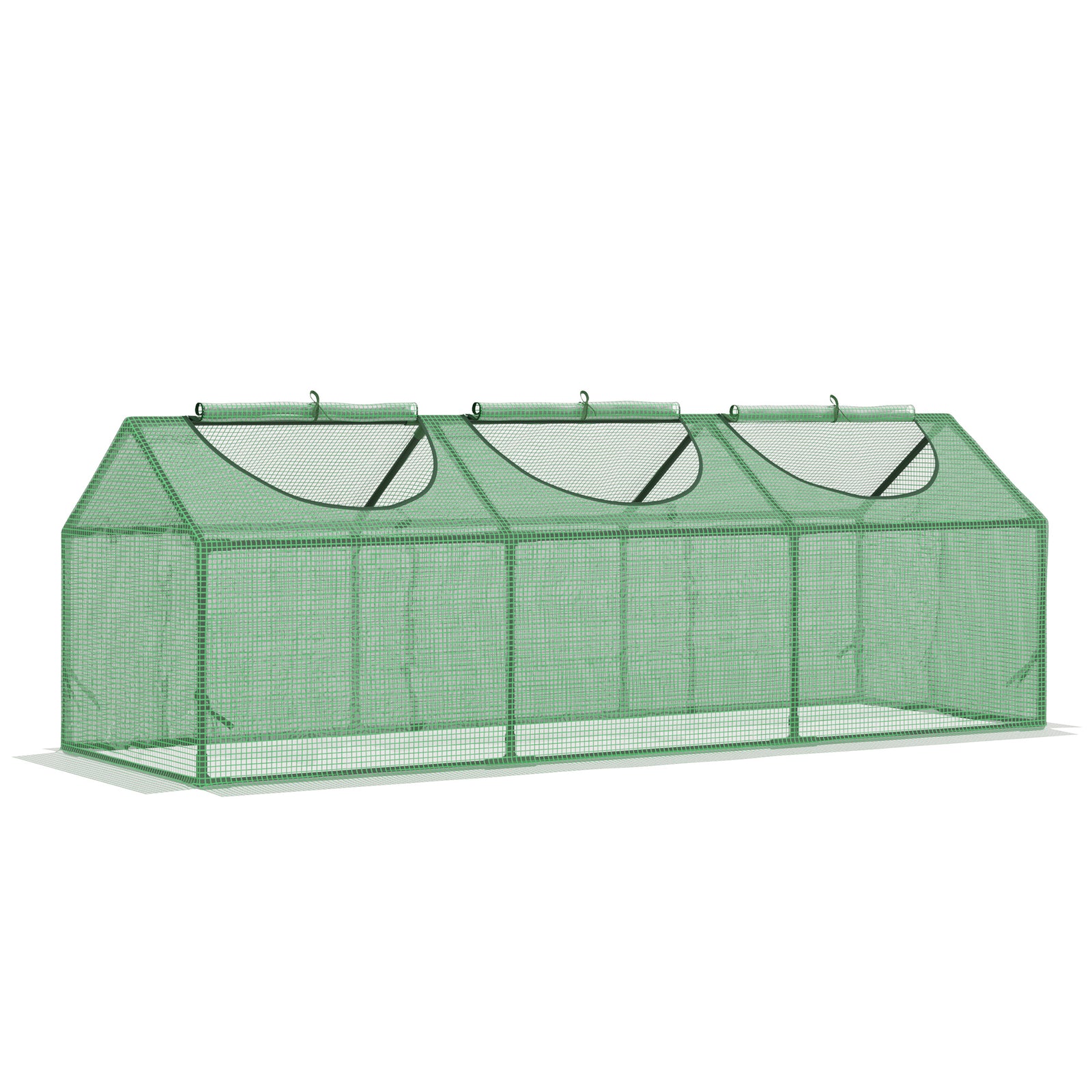 Mini Greenhouse W/ Pe Cover - 3 Windows Green