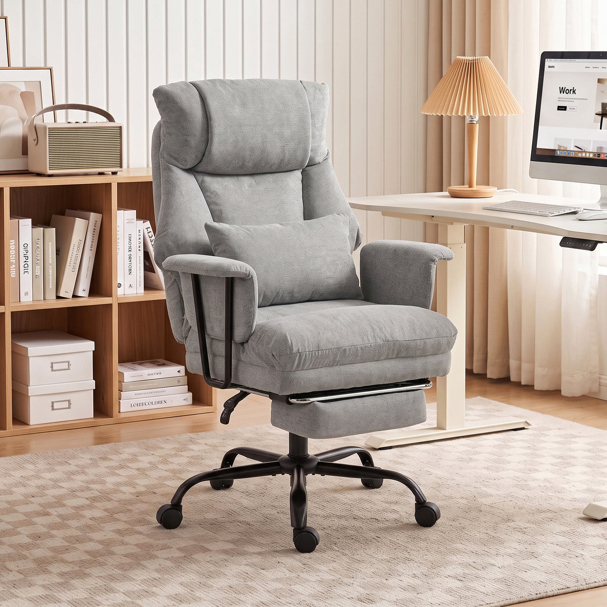 180kg Office Chair, Desk Chair With Lumbar Support | Grey
