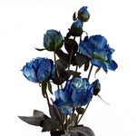 6 X 55cm Blue Peony Artificial Flower Stems 24 Flowers 18 Buds