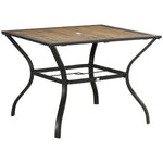 Garden Table W/ Pc Board Tabletop For 4, Parasol Hole | Brown