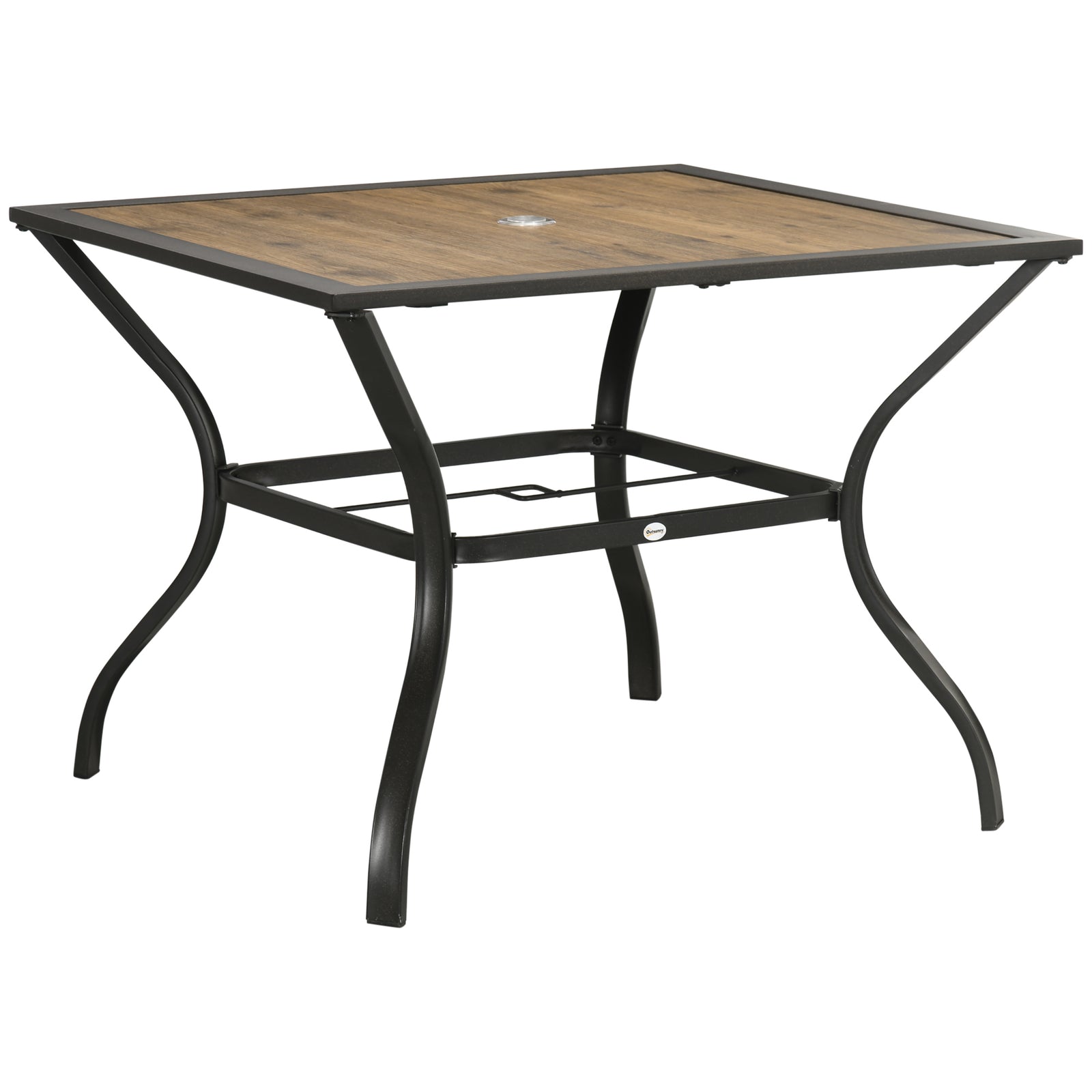Garden Table W/ Pc Board Tabletop For 4, Parasol Hole | Brown