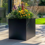 Zinc Galvanised Square Planter | 50cm x 50cm x 50cm | Matte Black