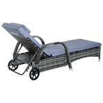 Rattan Sun Lounger Set With Side Table And Cushion