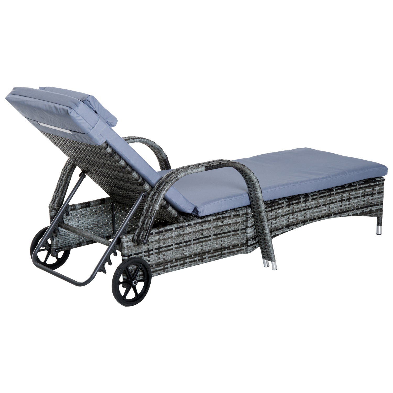Rattan Sun Lounger Set With Side Table And Cushion
