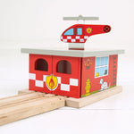 Fire Station Train Engine Shed for Wooden Train Sets