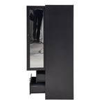 2-door Wardrobe With Drawers & Mirror | One Size | Black