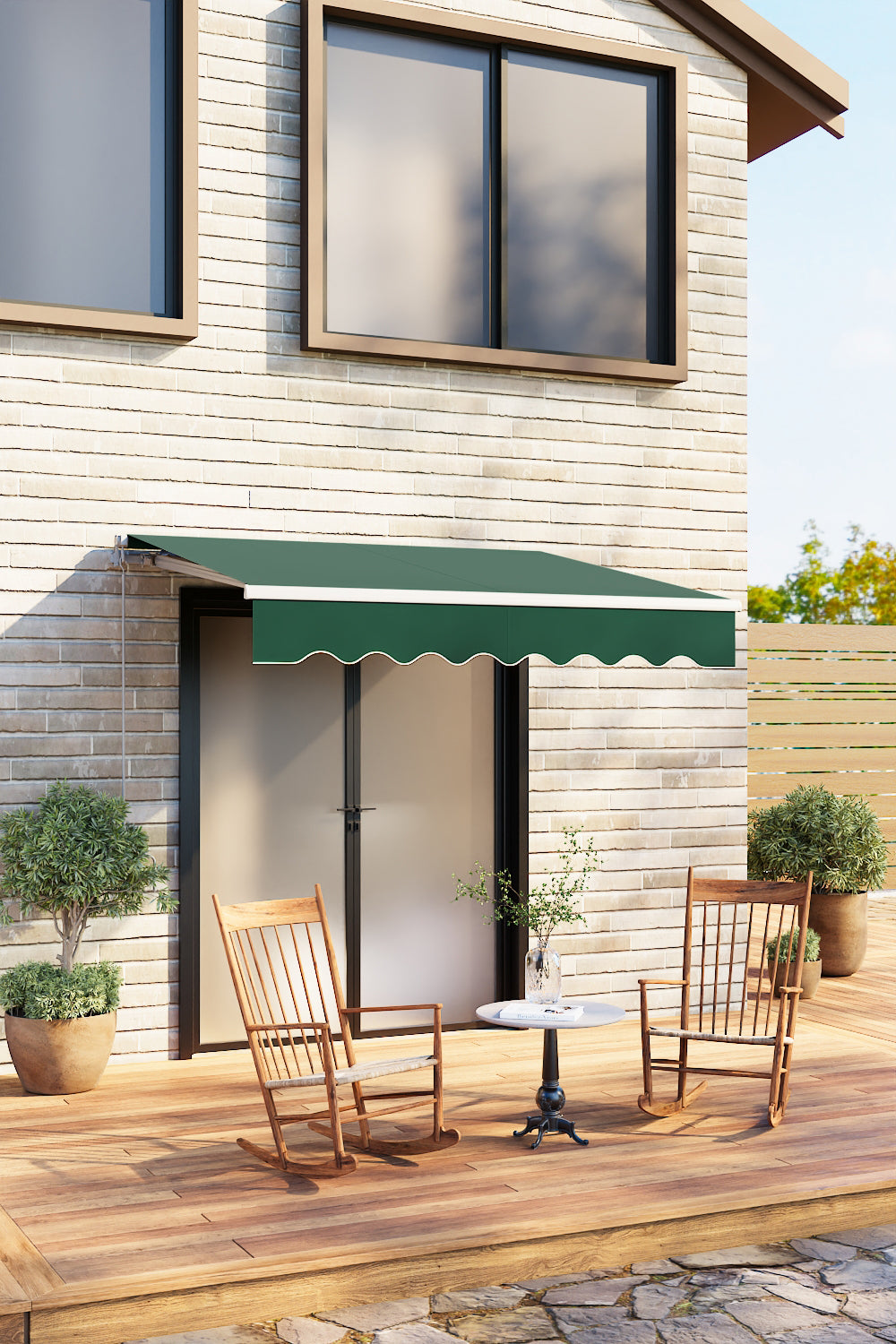 250cm W X 200cm D Outdoor Retractable Patio Awning For Window And Door | One Size | Green
