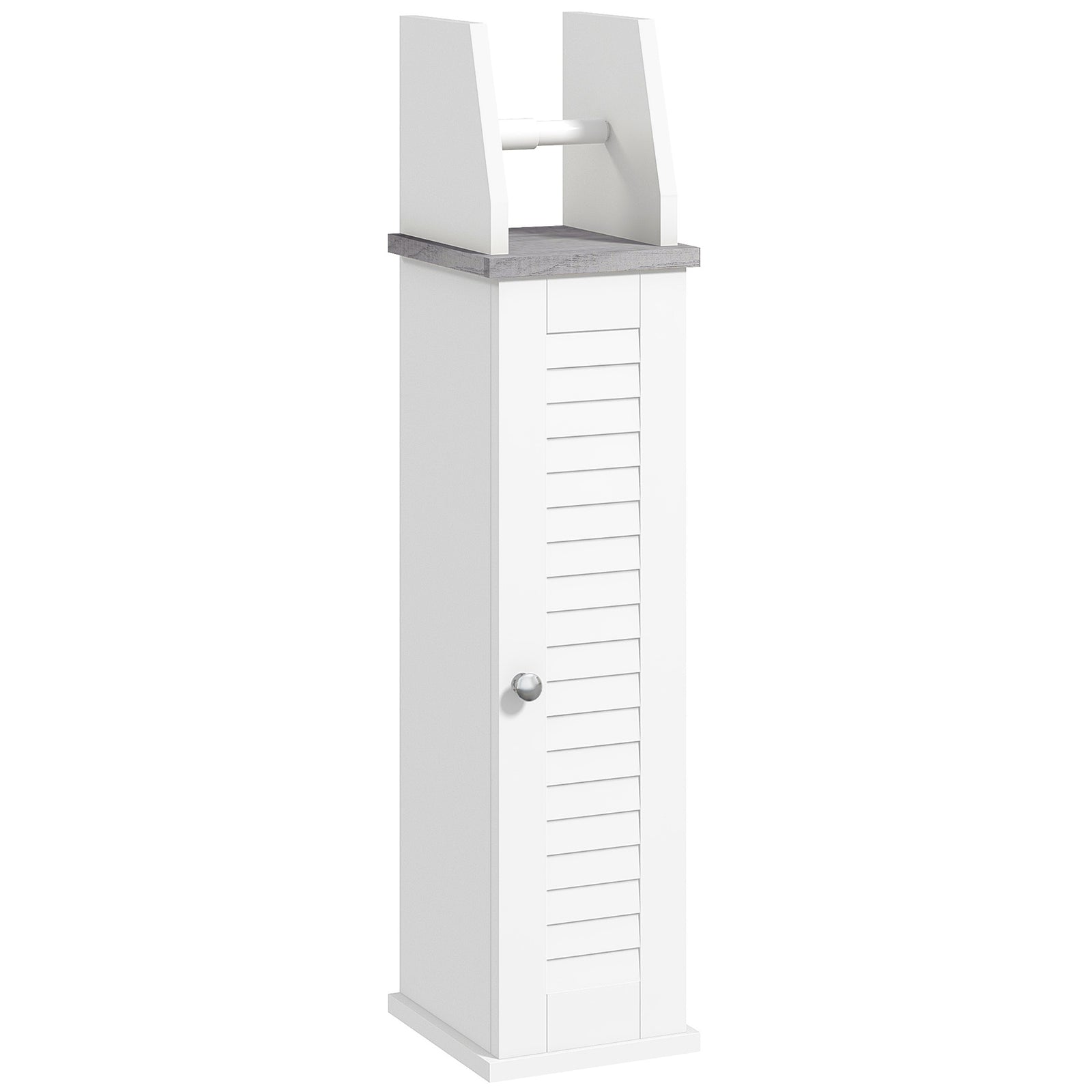 Slim Toilet Roll Storage Unit With Cupboard Adjustable Shelf