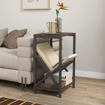 HOMCOM Narrow Side Table, Slim with 3-Tier Storage, 40 x 30 x 61 cm, Oak