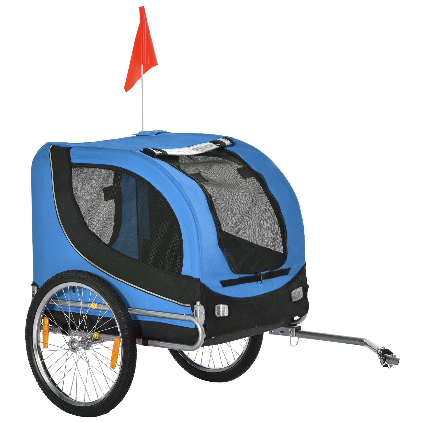 Pawhut Pet Bicycle Trailer Steel Dog Bike Carrier Water Resistant Travel | Blue