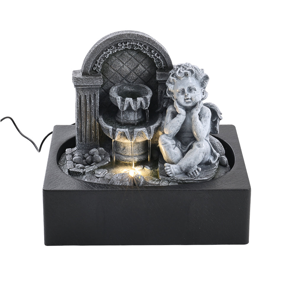 Tabletop Resin Cherub Fountain With Led Light