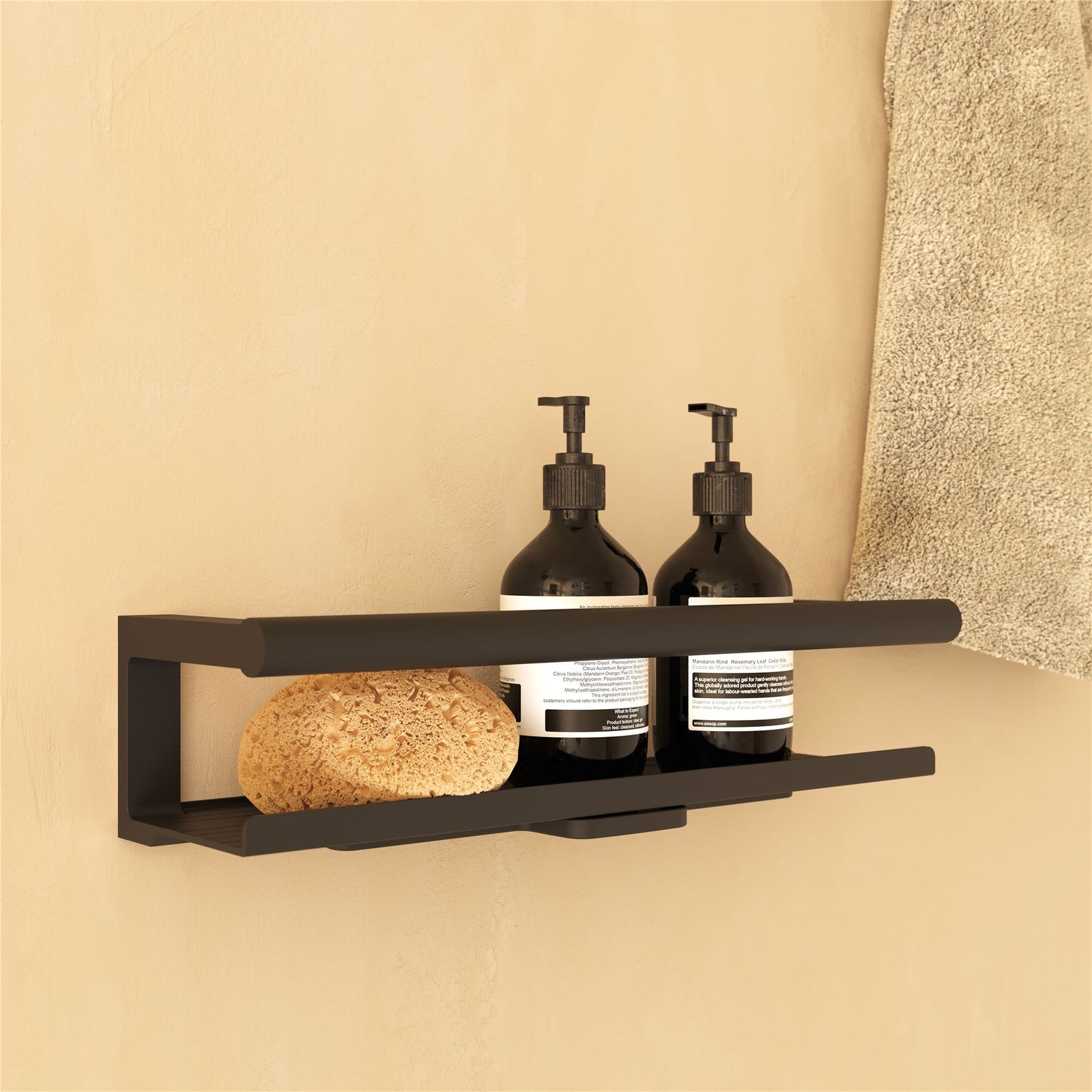 Bathroom Shelf, Bathroom Organizer, Matt Black , Architect S+ Collection