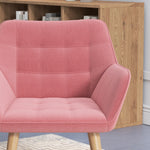 Velvet-feel Accent Chair With Arms Slanted Back Wood Legs | One Size | Pink
