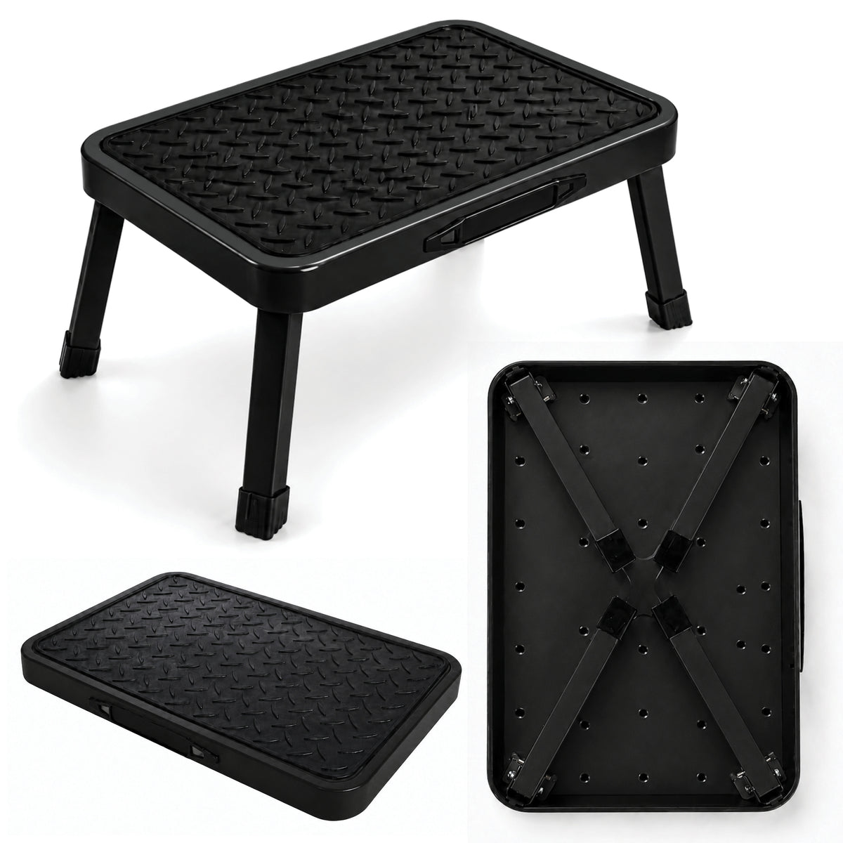 Folding Step Stool Premium, Heavy-duty Steel Home Diy Step Stool 150kg Capacity | White