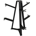 Weight Plate Rack For 5cm Weight Plates And Barbell Bar | Black