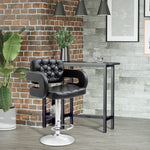 Adjustable Height Barstool Steel Pole Pu Leather | Black