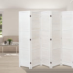 4/6-panel Foldable Room Divider – White Paulownia Wood Screen With Flexible Angles | Large