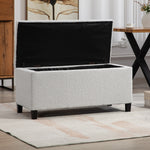 Sherman Boucle Fabric Storage Ottoman - Light Grey