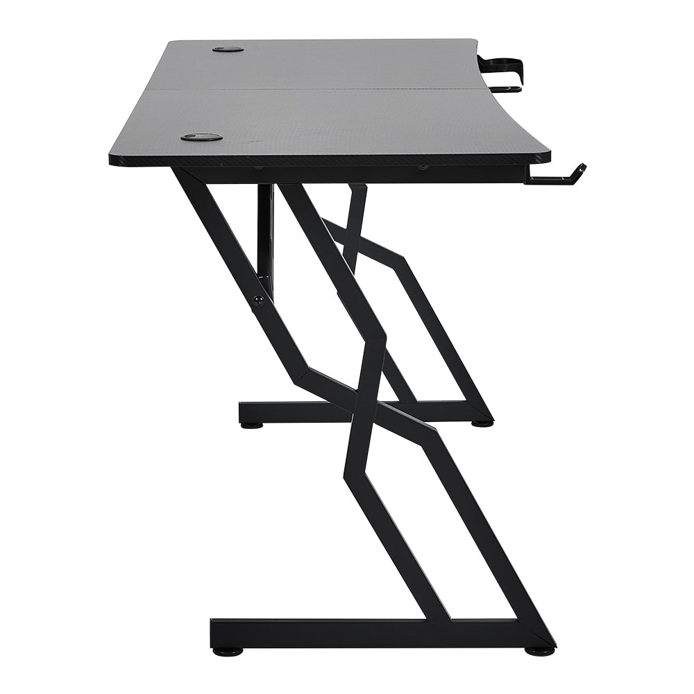 120cm/140cm W Gaming Desk With Mouse Pad, Cup Holder & Headphone Hook Sturdy Computer Table | Large | Black