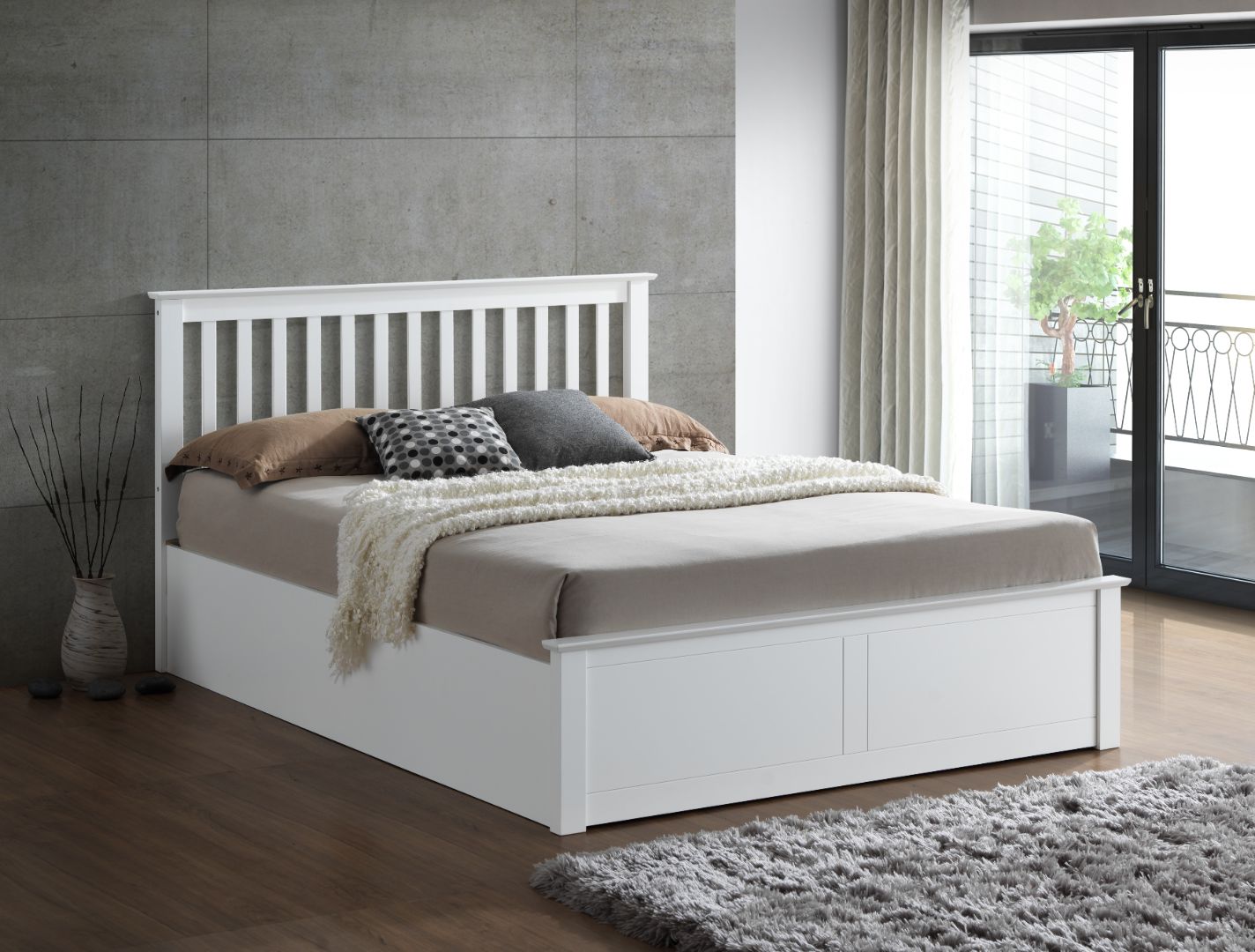 Malmo Wooden Ottoman Bed | Small Double | White