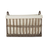 White Cotton Lined Malmo Openwork Laundry Baskets | Large | Brown