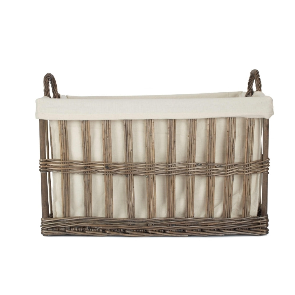 White Cotton Lined Malmo Openwork Laundry Baskets | Set-of-2 | Brown