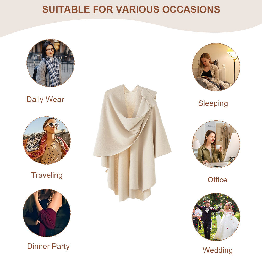 Elegant Cross Front Shawl Wrap | Beige