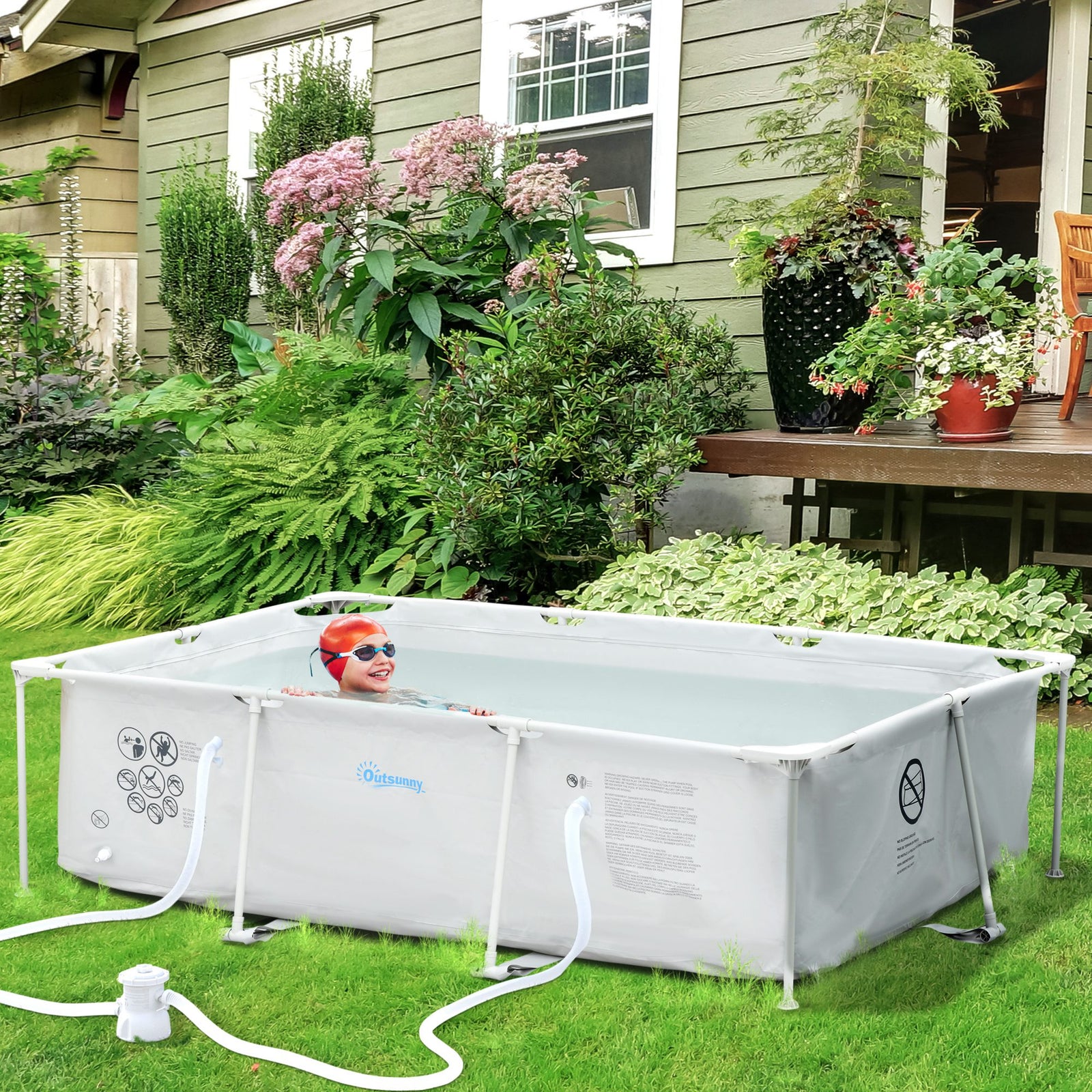 Steel Frame Pool With Filter Pump, Reinforced Sidewalls | Gray