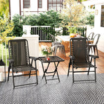 3 Pieces Folding Garden Bistro Set With Cup Holders | Black