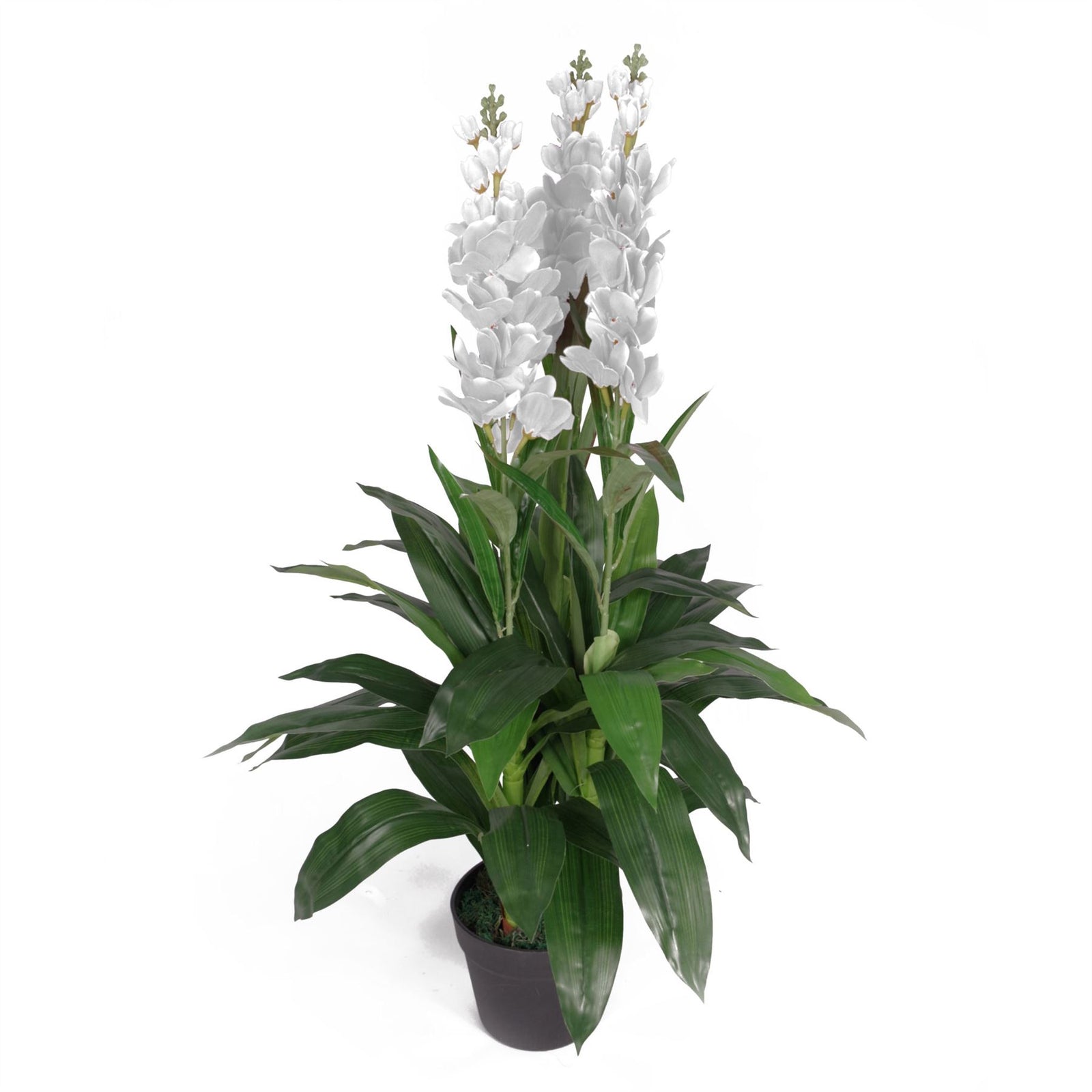 Artificial 100cm White Cymbidium Orchid Plant - Extra Large