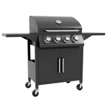 Bbq Grill With Burner, Portable Trolley, Black | Large