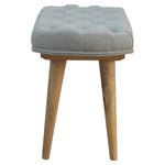 Solid Wood Deep Button Grey Tweed Bench