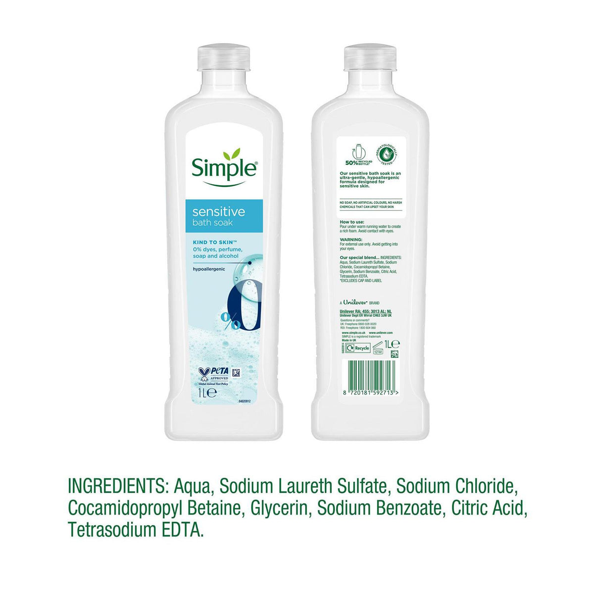 Sensitive Bath Soak Hypoallergenic 1l Multipack | Set of 12