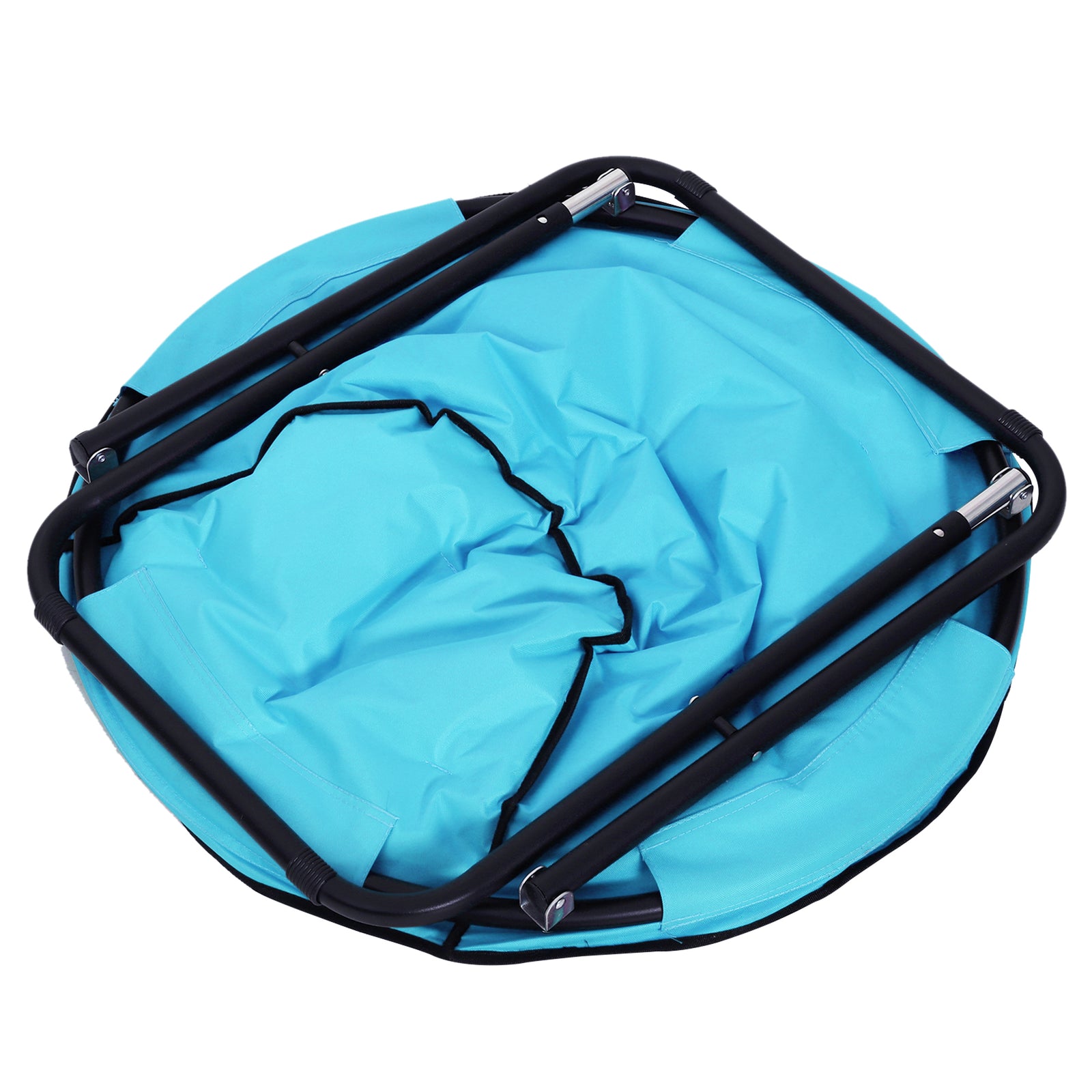 Folding Saucer Moon Chair Oversized Padded Seat Round Oxford | Blue