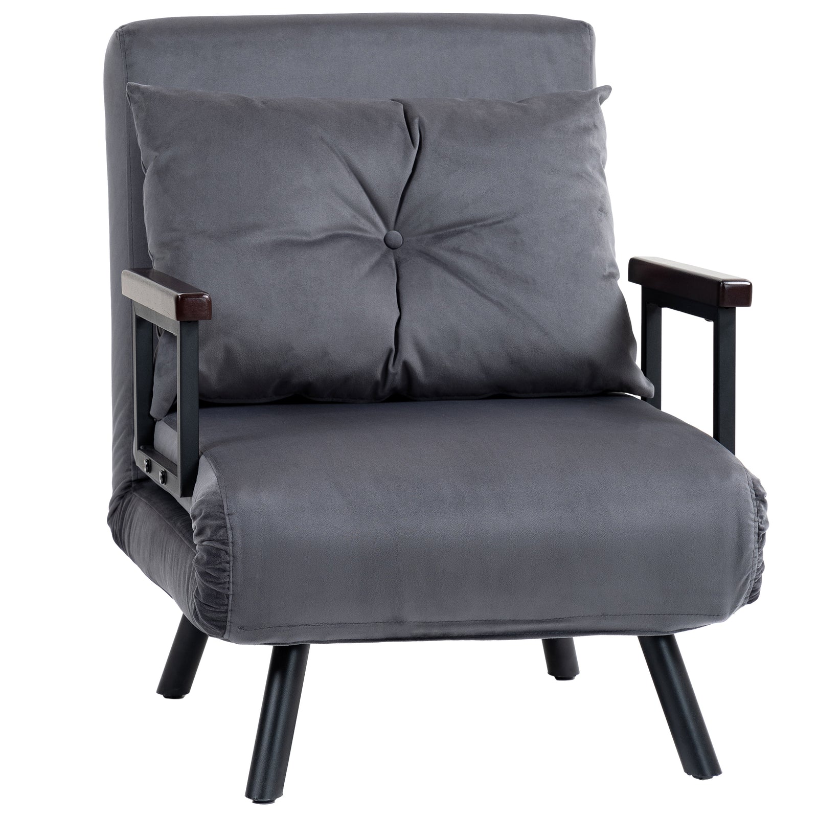 Click Clack Single Chair Bed Settee For Living Room | One Size | Charcoal Grey