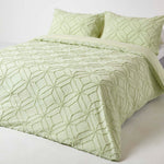 Diamond Cotton Tufted Duvet Cover Set | Super King | Sage Green
