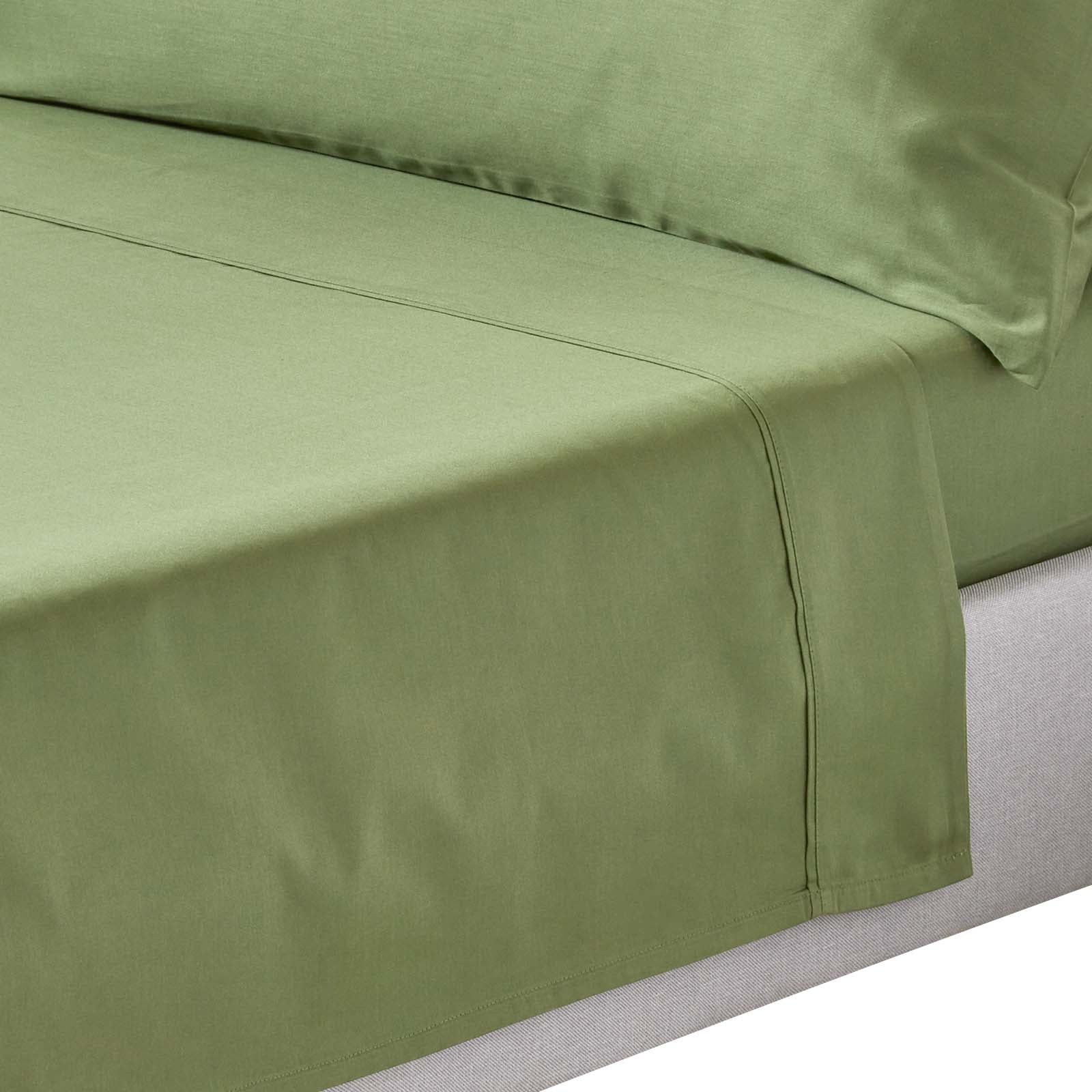 Organic Cotton Flat Sheet 400 Tc | King | Moss Green