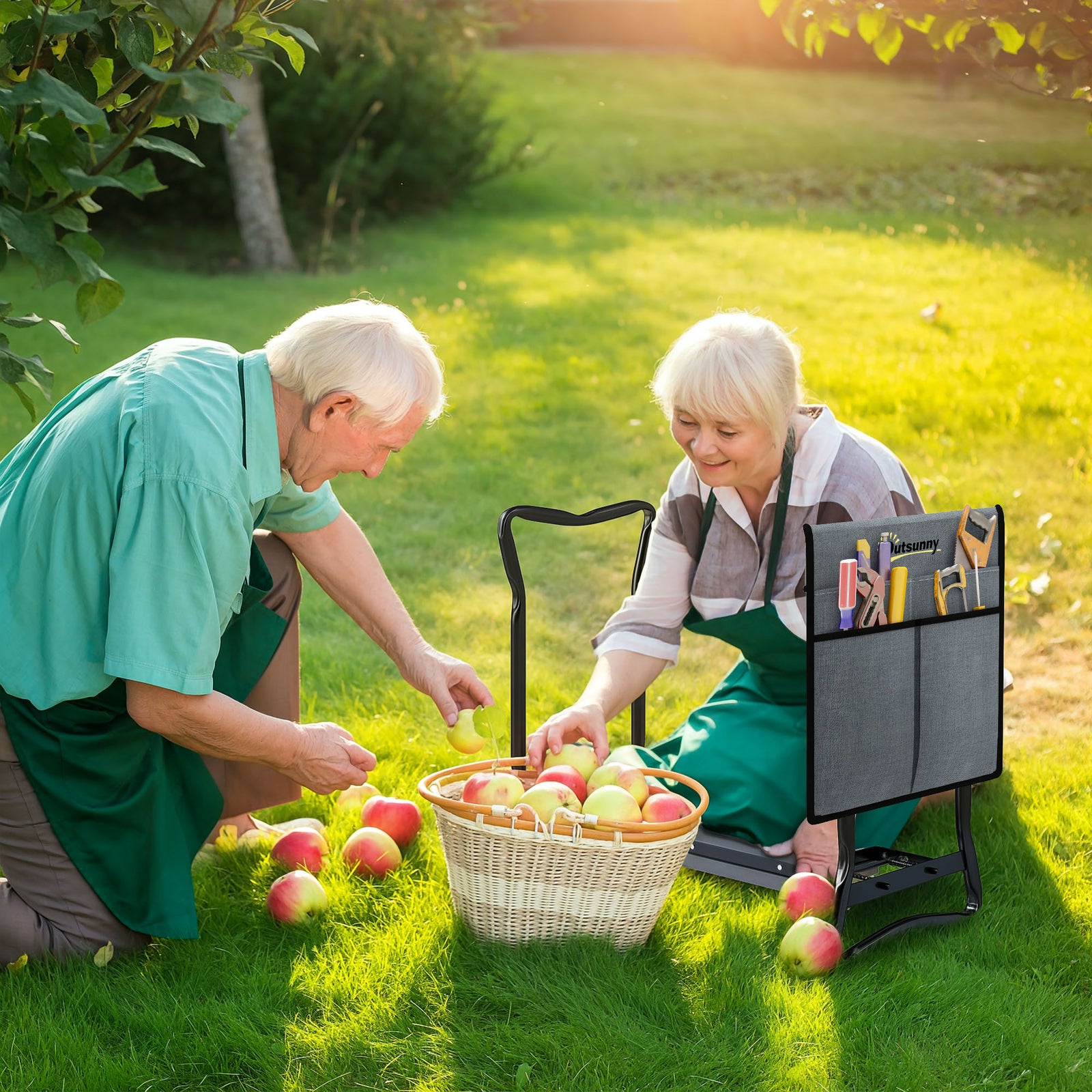Garden Kneeler Foldable Seat Bench Eva Foam Pad W/ Tool Bag