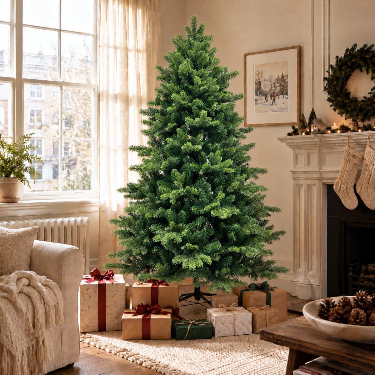 Artemis Home Silvenholt Pre-lit Pe/pvc Artificial Christmas Tree - Warm White & Multicolour Leds
