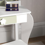 Kids Dressing Table With Mirror And Stool, Drawer, Storage Boxes - White | White