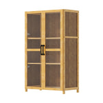 3-tier Narrow Bookcase Storage Cabinet With Acrylic Double  Door